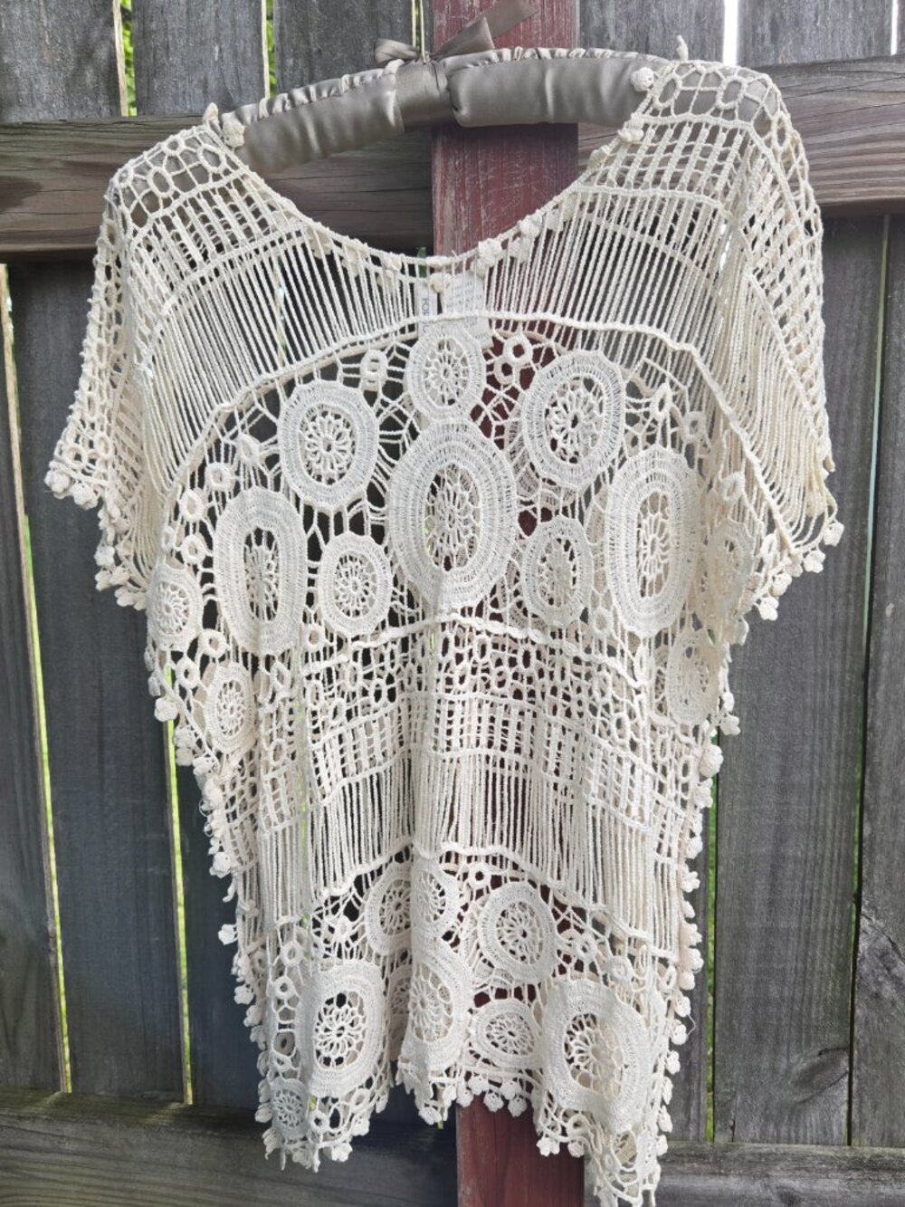 Sexy crochet top; wear over traditional @ work, bra/chemise for play; Cotton ML